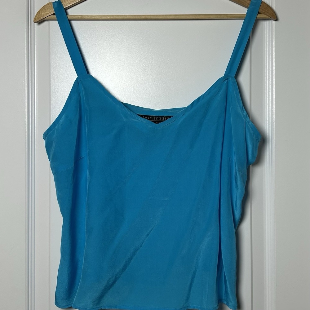 Tess Studio Vintage 90s 100% Silk Blue Camisole Slip Top Dopamine Dressing Style